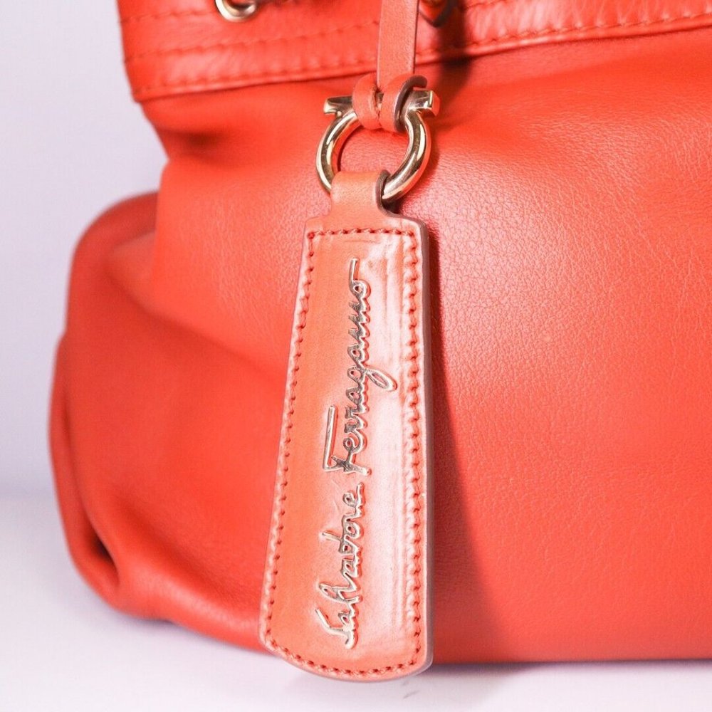 Salvatore Ferragamo Terracotta Women Leather Buckled Tote Handbag Made Italy - Picture 7 of 12